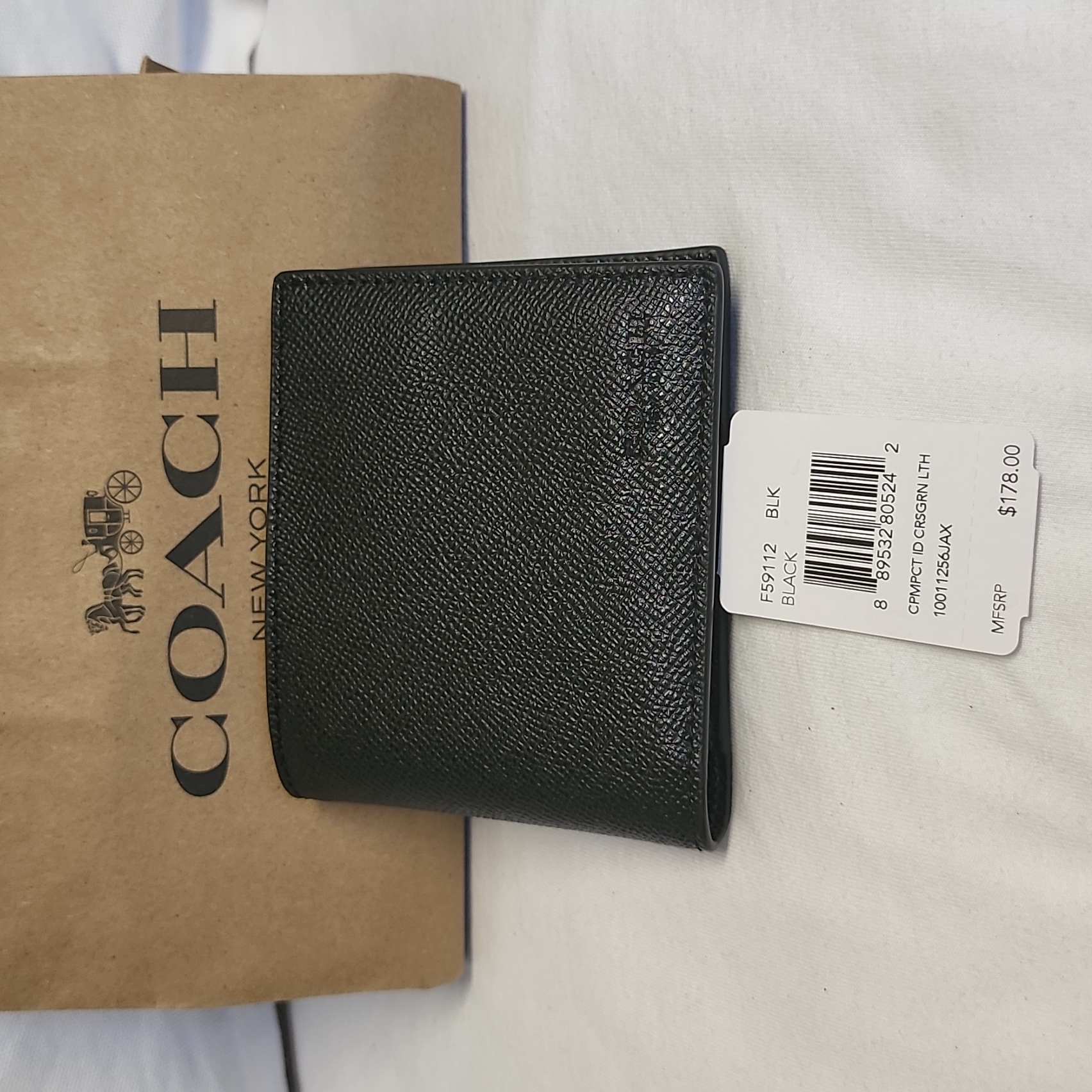 Coach Compact Black Wallet New